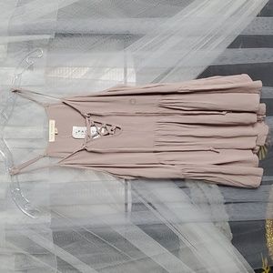 NWT LA Hearts Lace-up Peplum Top XS Tan